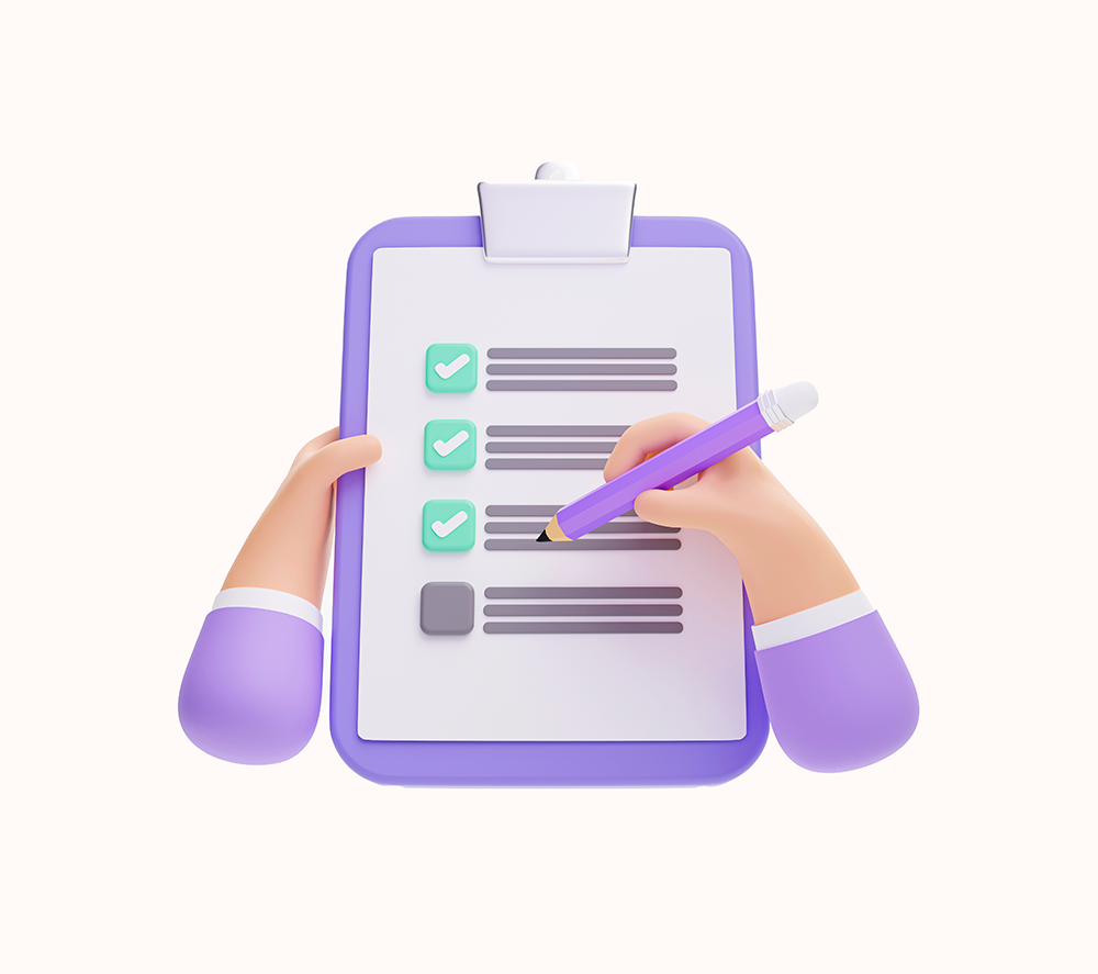 main-tenant-et-ecrivant-le-document-de-formulaire-de-demande-de-liste-de-controle-sur-le-presse-papiers-sur-fond-blanc-illustration-3d
